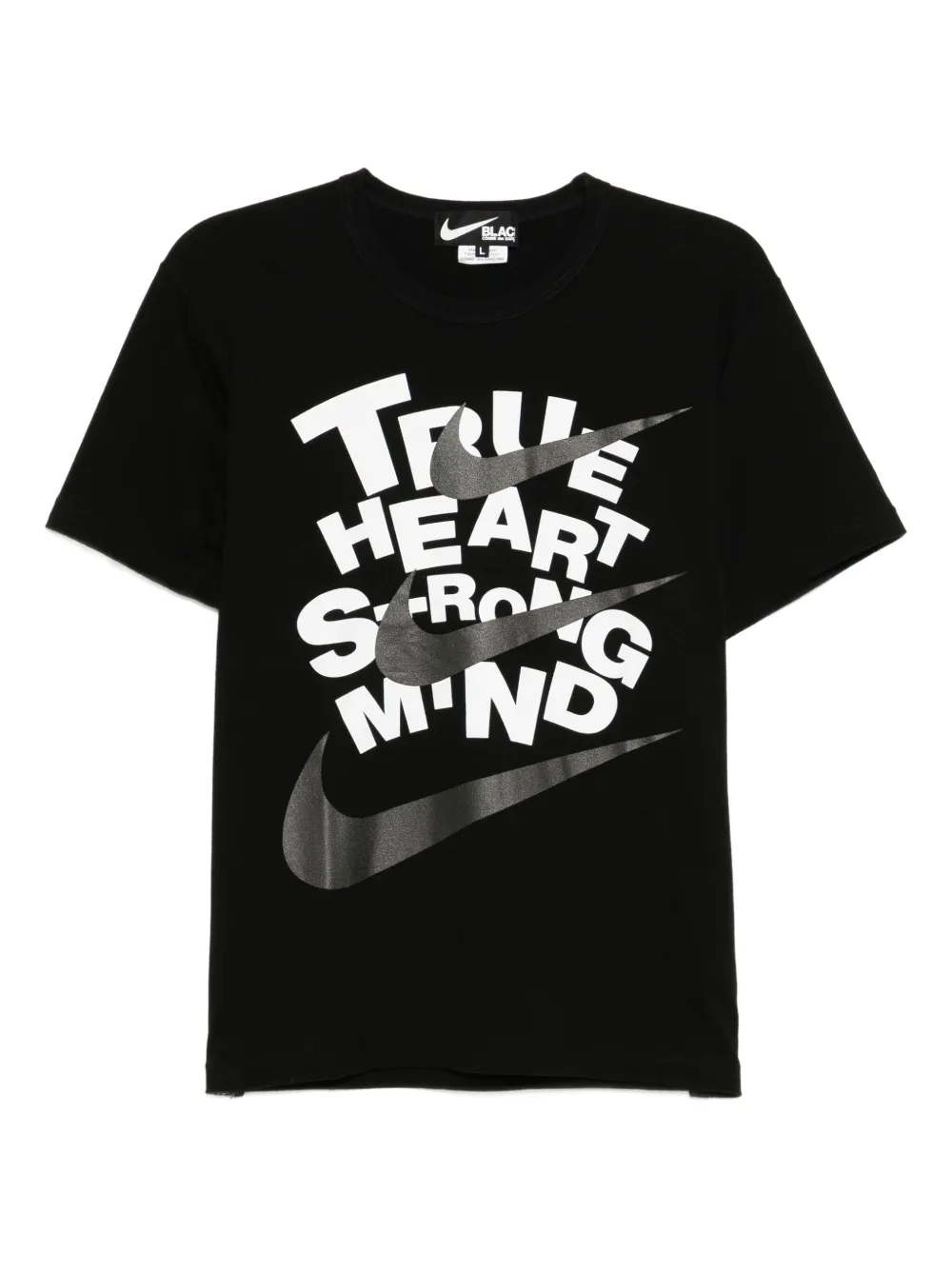 Black Comme Des Garçons playera con eslogan estampado de Comme Des Garçons x Nike | negro | Image 1