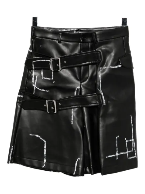 Black Comme Des Garçons Contrasting-stitch print shorts