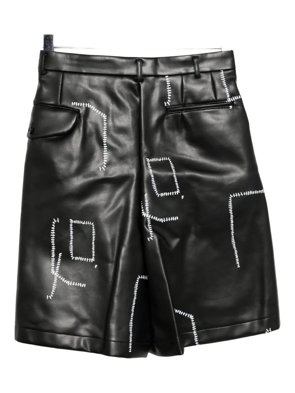 Black Comme Des Garçons Contrasting-stitch print shorts - Zwart