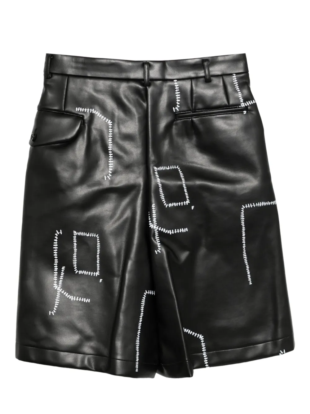 Black Comme Des Garçons Contrasting-stitch print shorts | Drop-Crotch Shorts | Image 2