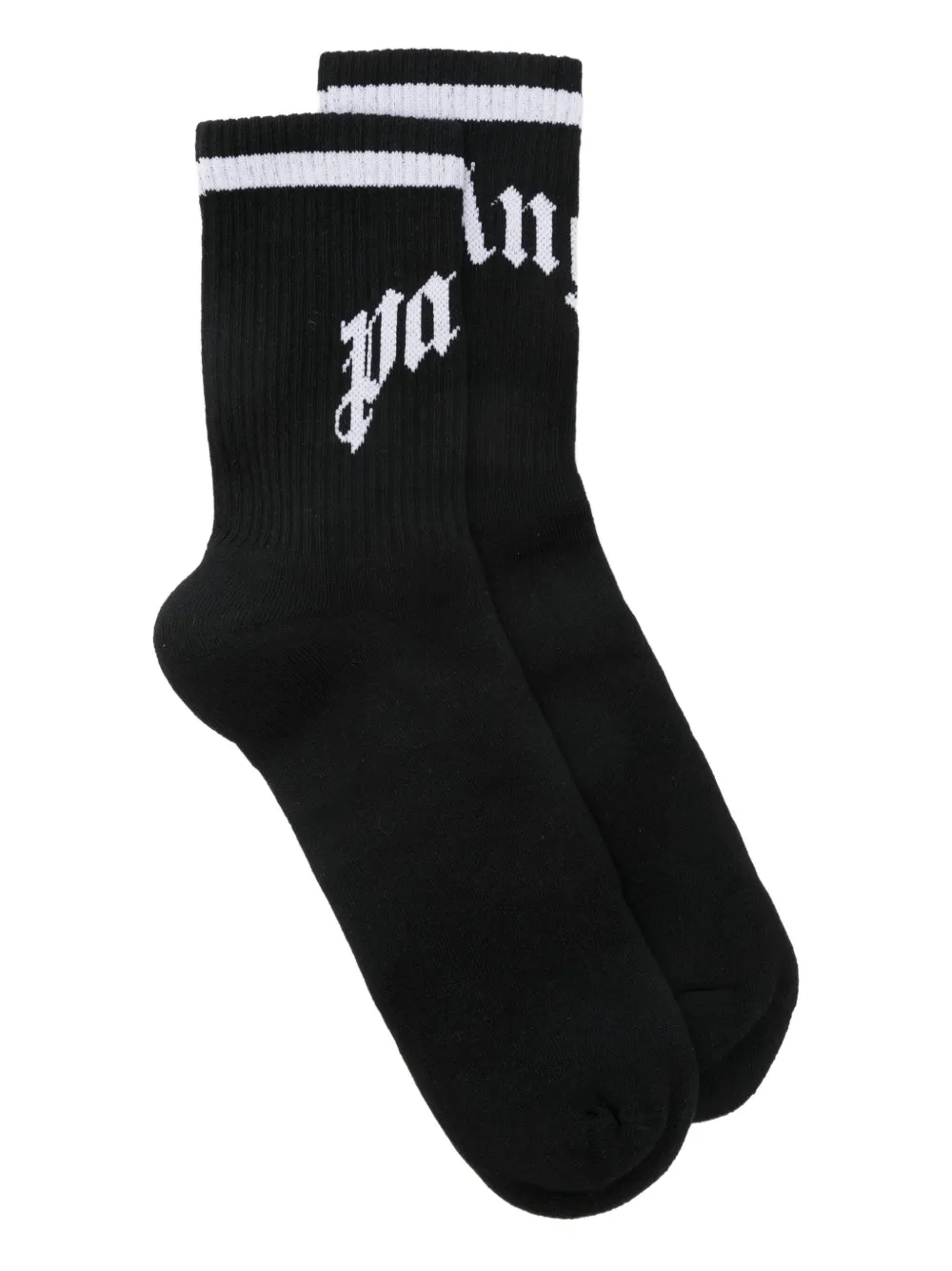Palm Angels Curved Logo Track Socks In Black