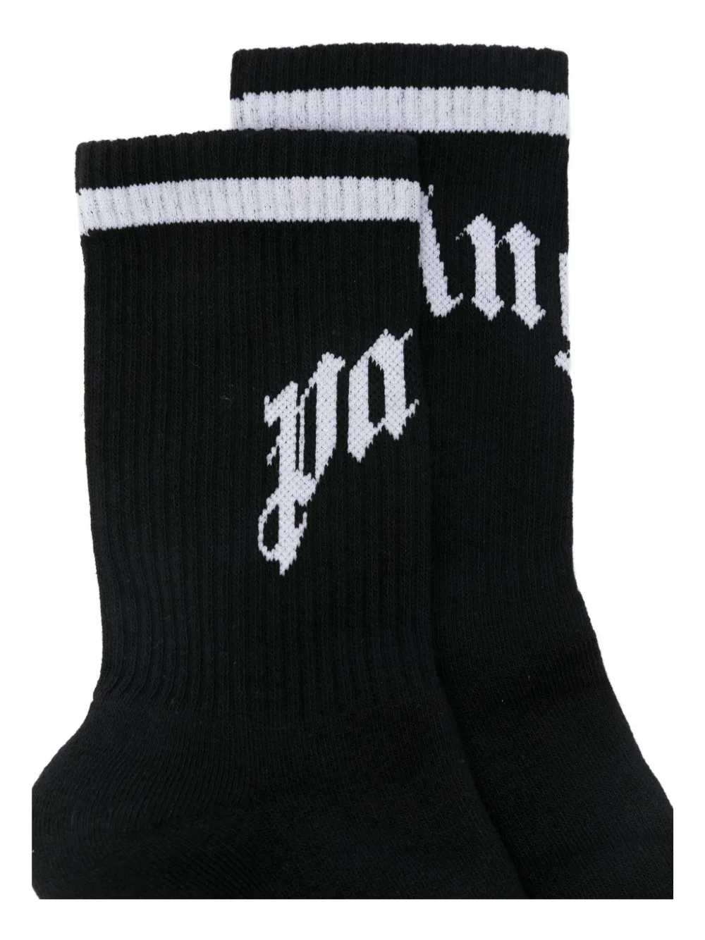 Palm Angels Curved Logo Track Socks In Black