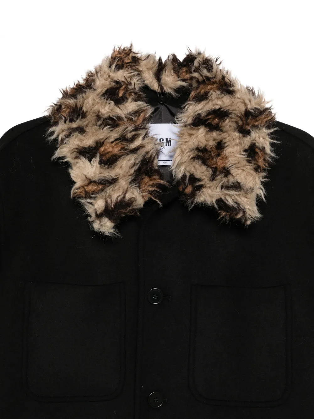 MSGM Jack met kraag van imitatiebont Zwart