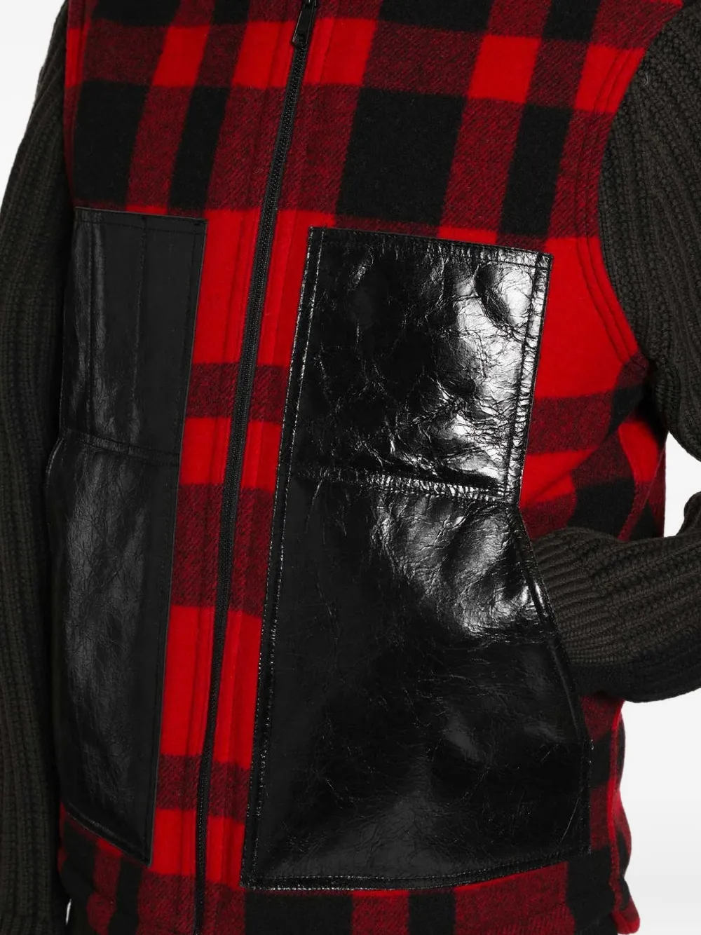 Junya Watanabe MAN Geruite top met vlakken Rood