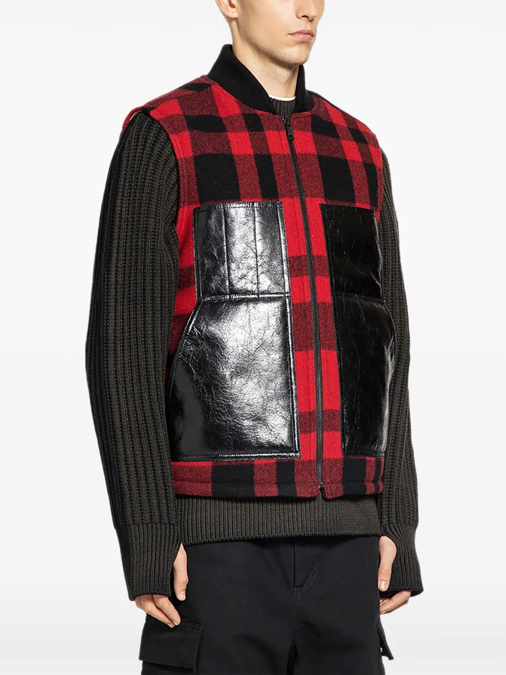 Junya Watanabe MAN Geruite top met vlakken Rood