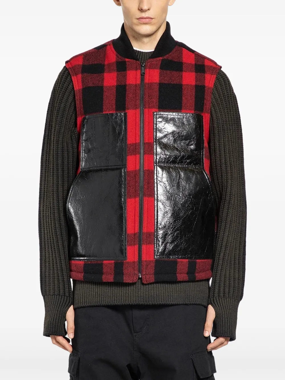 Junya Watanabe MAN checked panelled vest | Red | Image 1