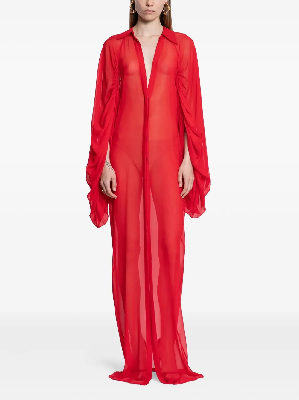 Mônot robe-chemise à design drapé | rouge | Image 1