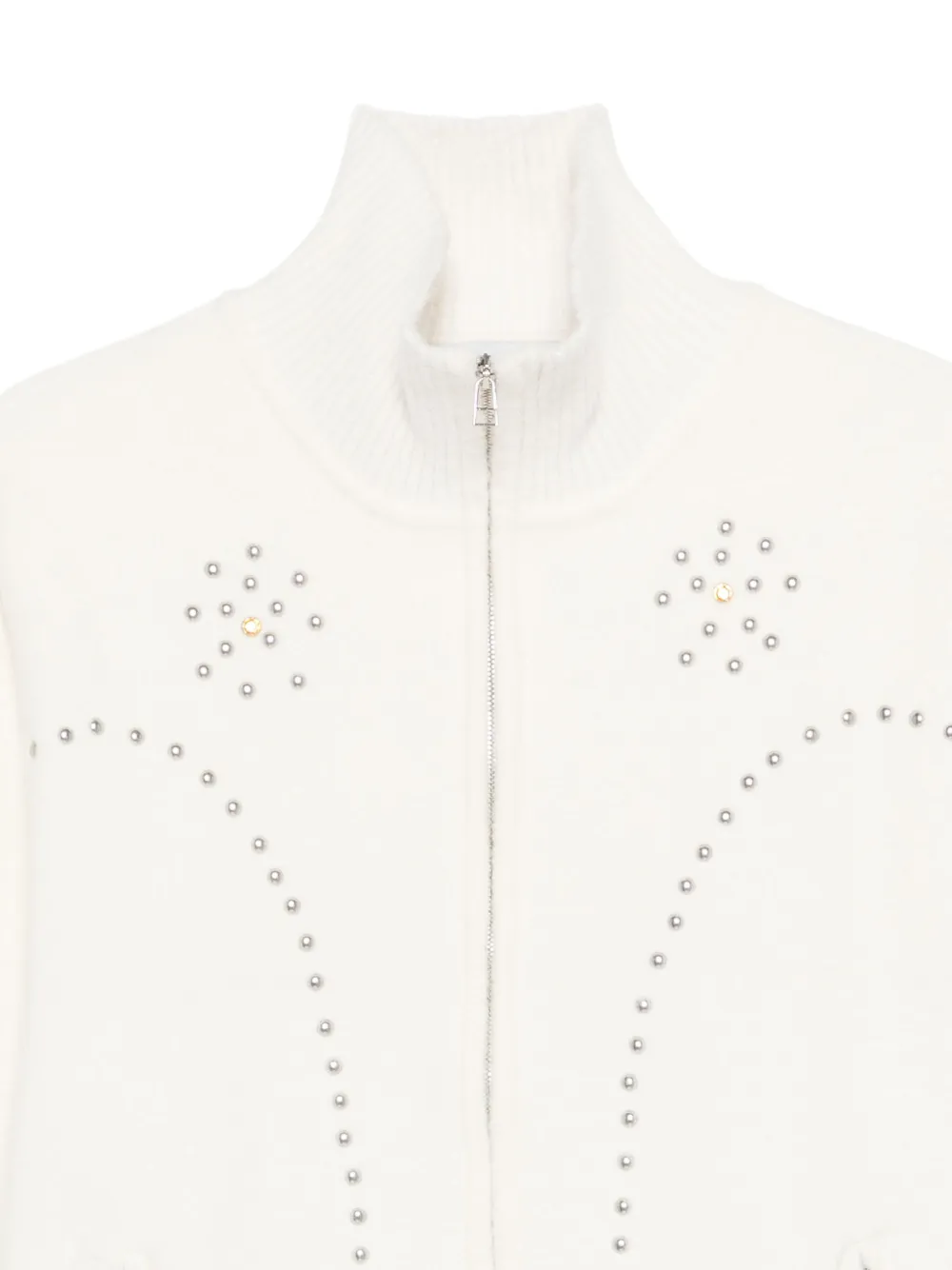 Studded Zip-Up Cardigan