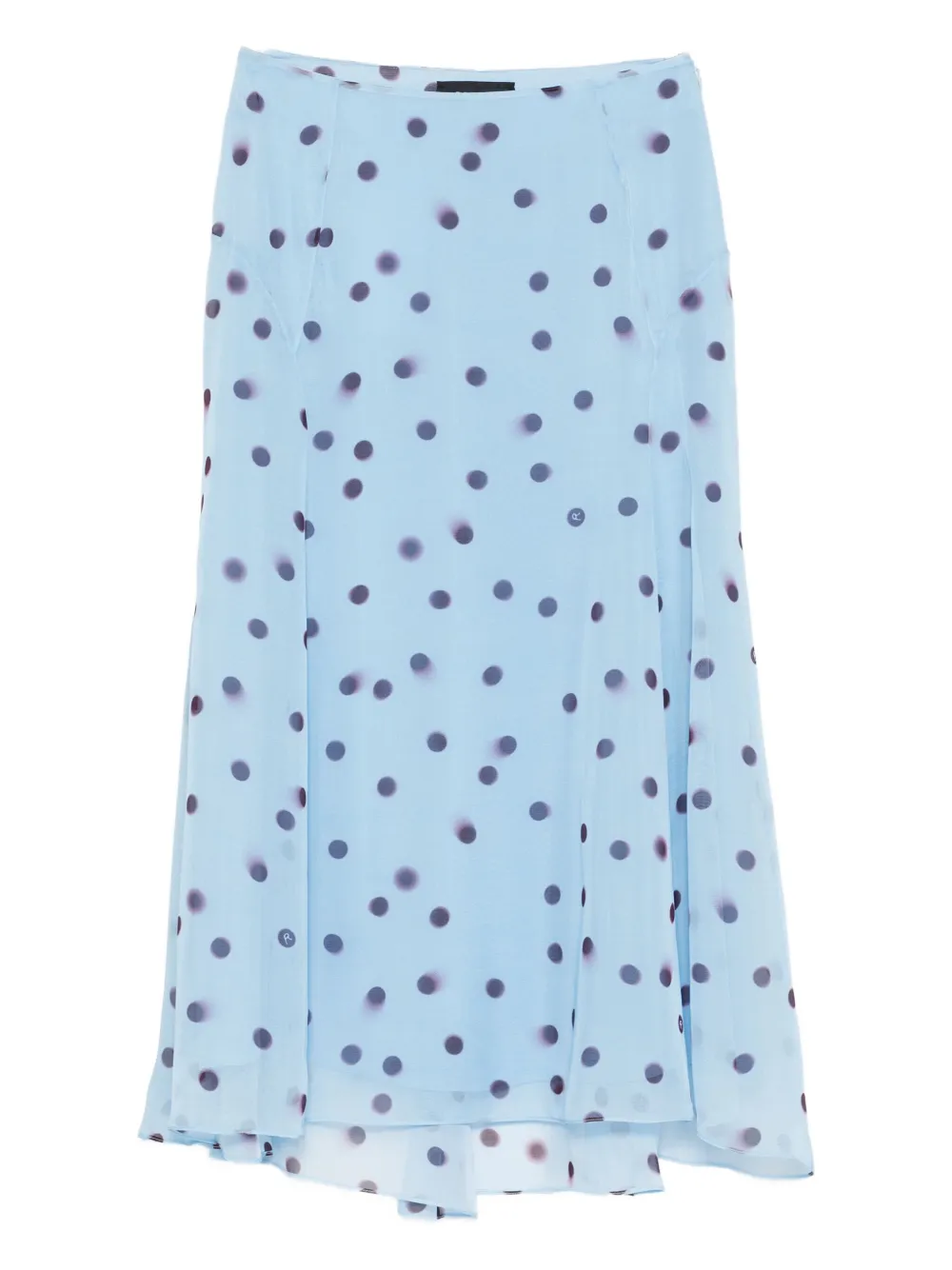 Rochas Polka-dot Silk Skirt In Blue