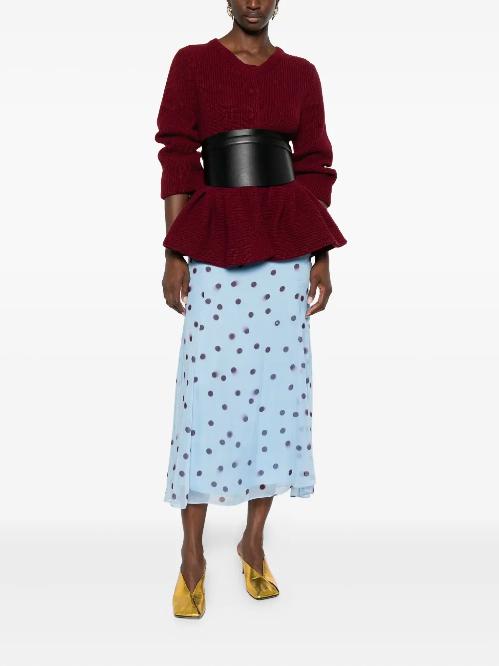 Rochas polka-dot silk skirt - Blauw