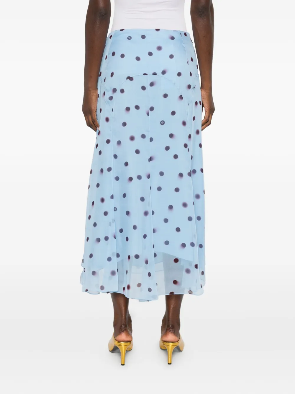 Rochas Polka-dot Silk Skirt In Blue