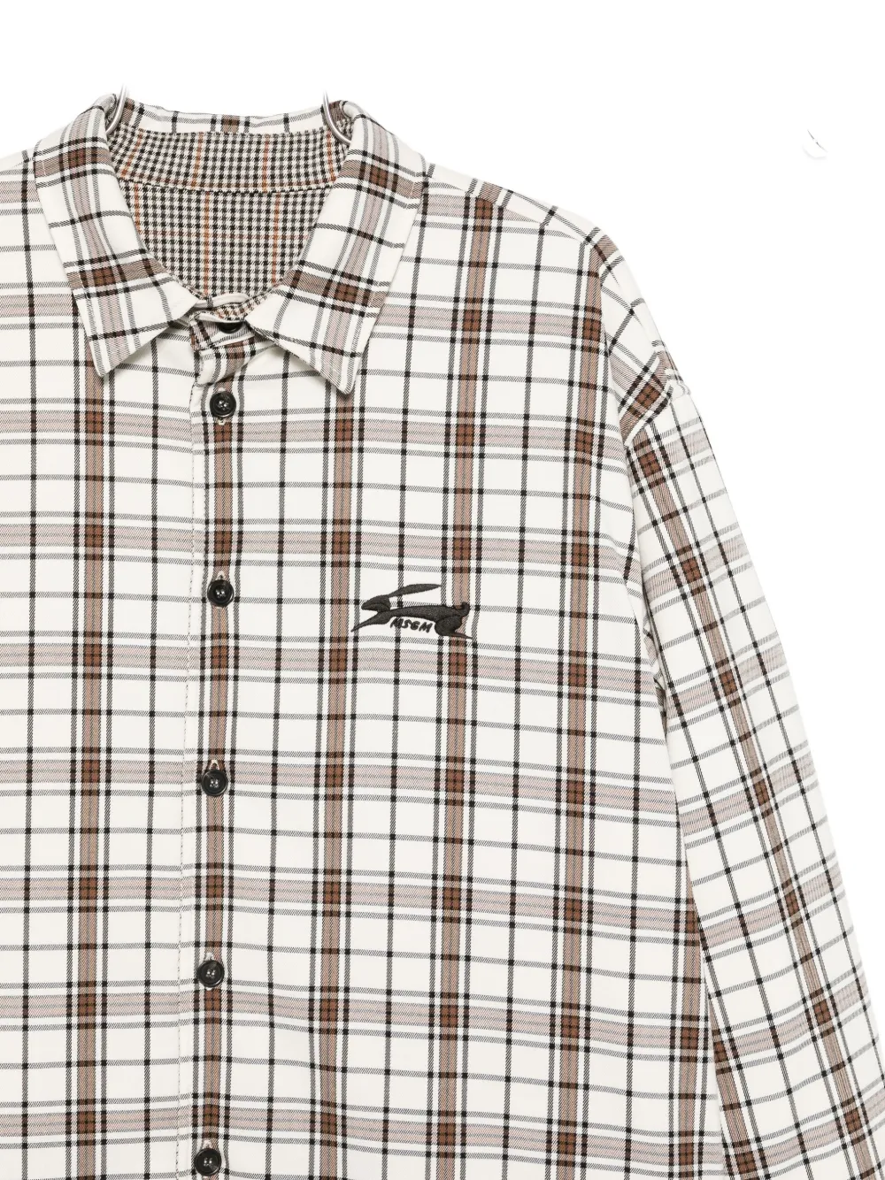 Msgm Plaid Shirt In Brown