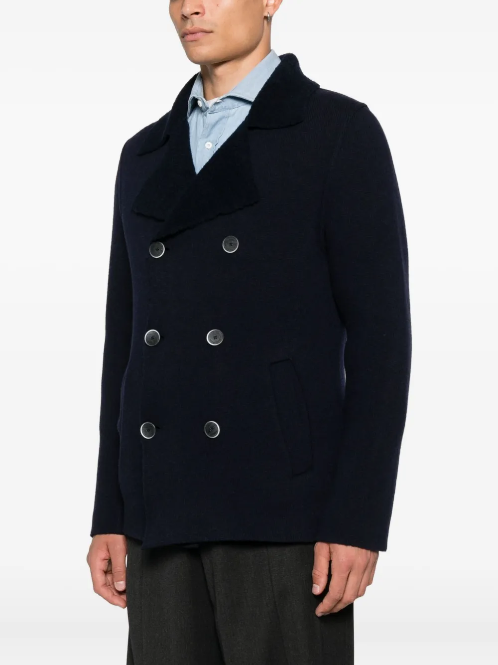  Bruno Manetti Double-breasted Peacoat - Blue 