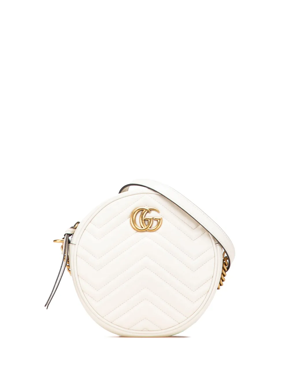 Gucci Pre-Owned 2016-2025 Mini GG Marmont Matelasse Leather Round crossbody bag | White | Image 1