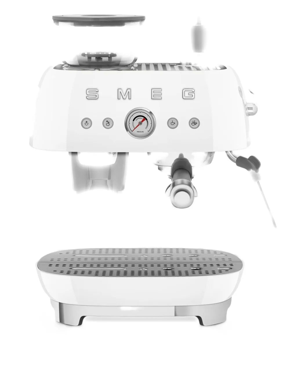 Smeg Manual With Grinder Coffee Machine (44.3cm X 33.4cm) In White