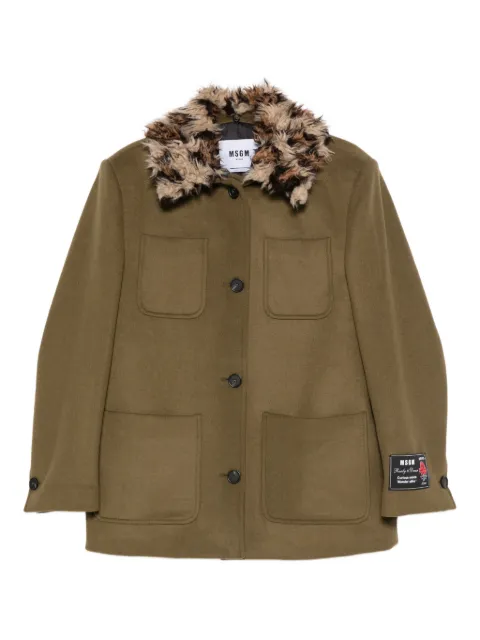 MSGM faux-fur collar coat