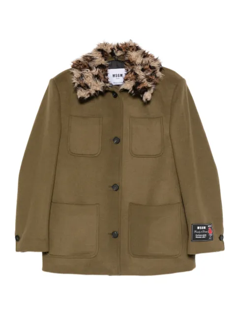 MSGM faux-fur collar coat