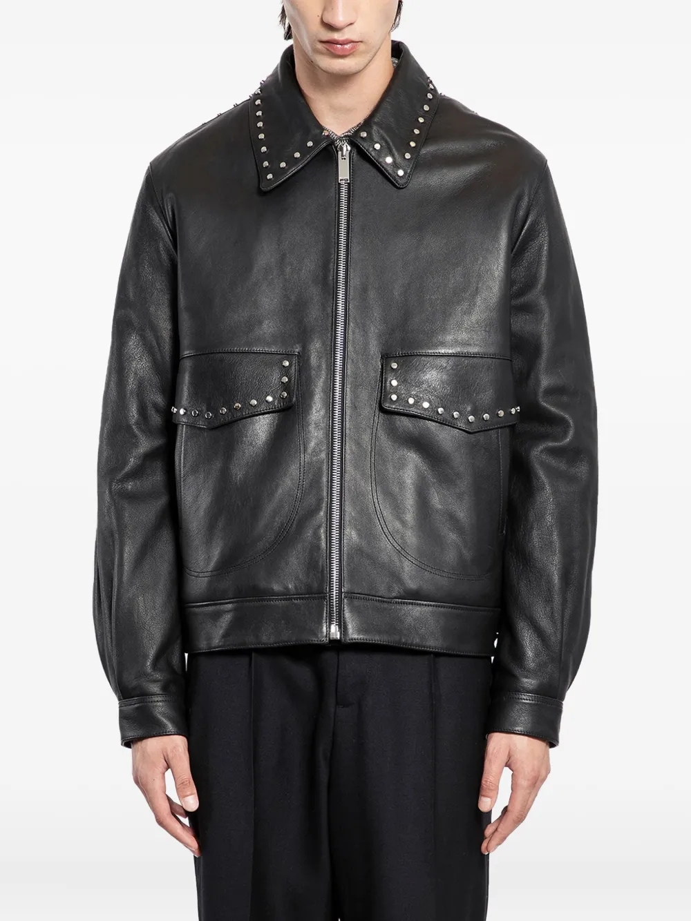 Alexander McQueen studded leather jacket - Nero