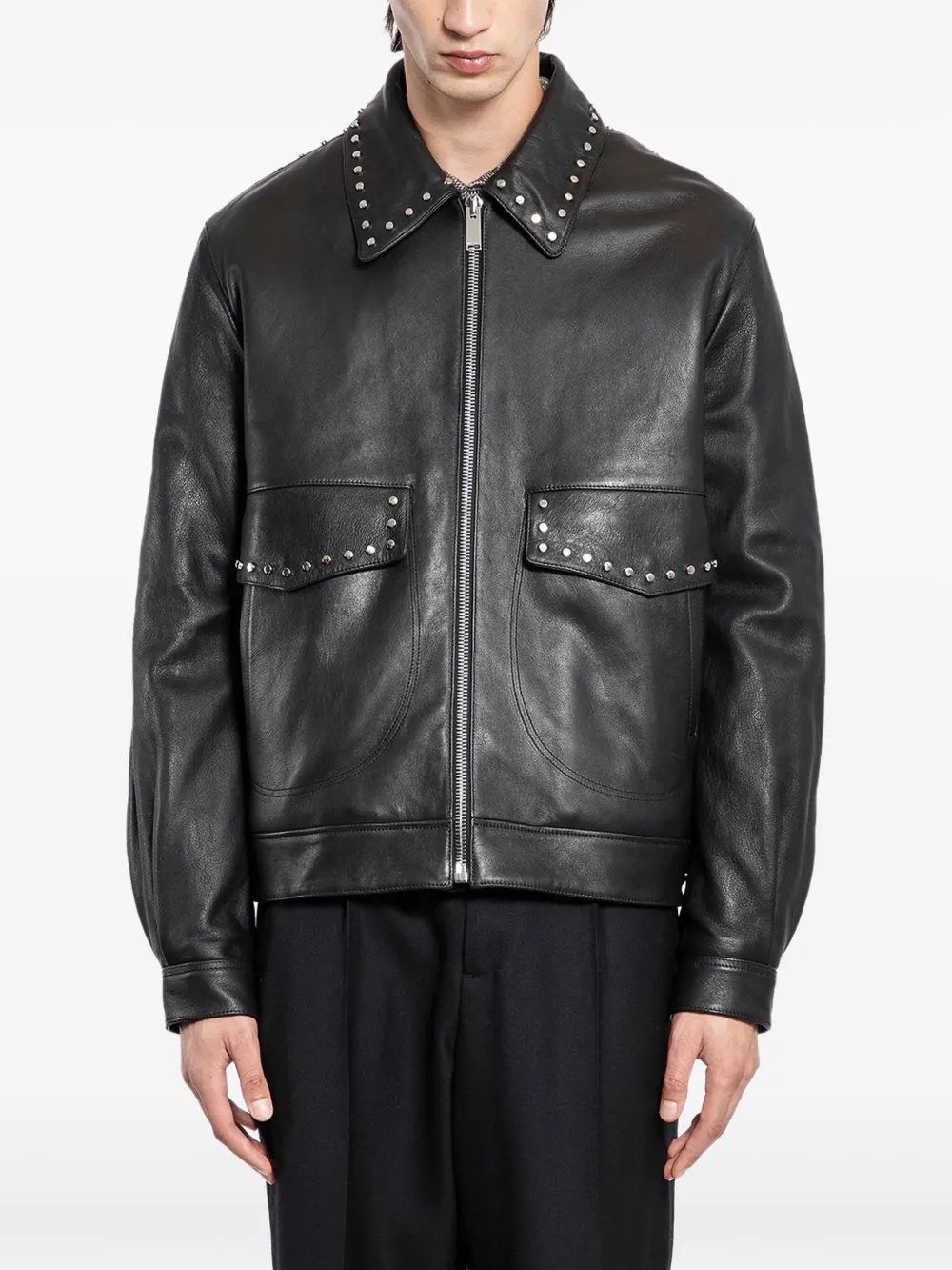 Alexander McQueen chamarra de piel con apliques | negro | Image 1