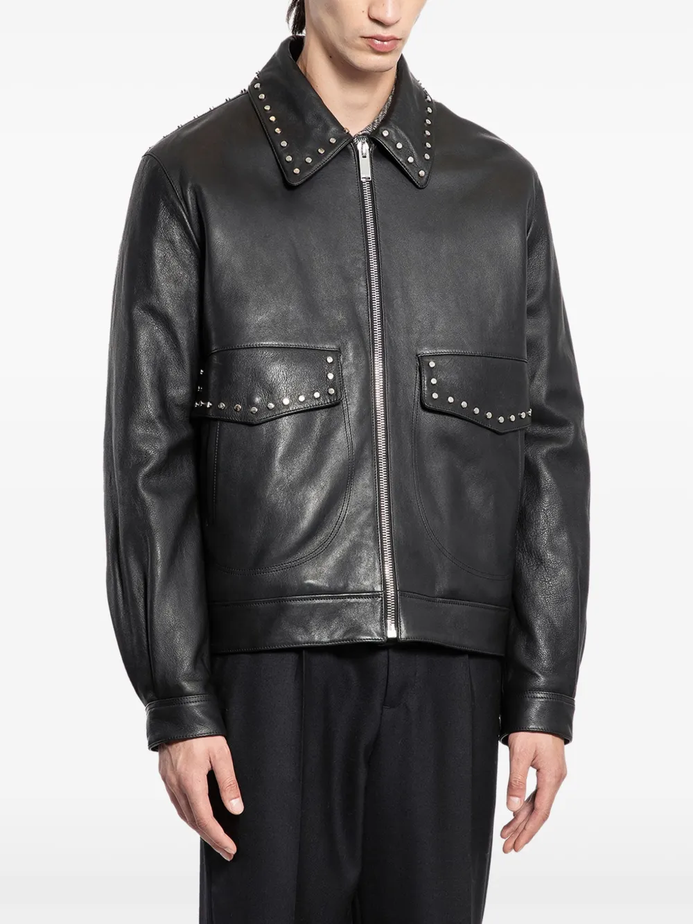 Alexander McQueen Leren jack Zwart