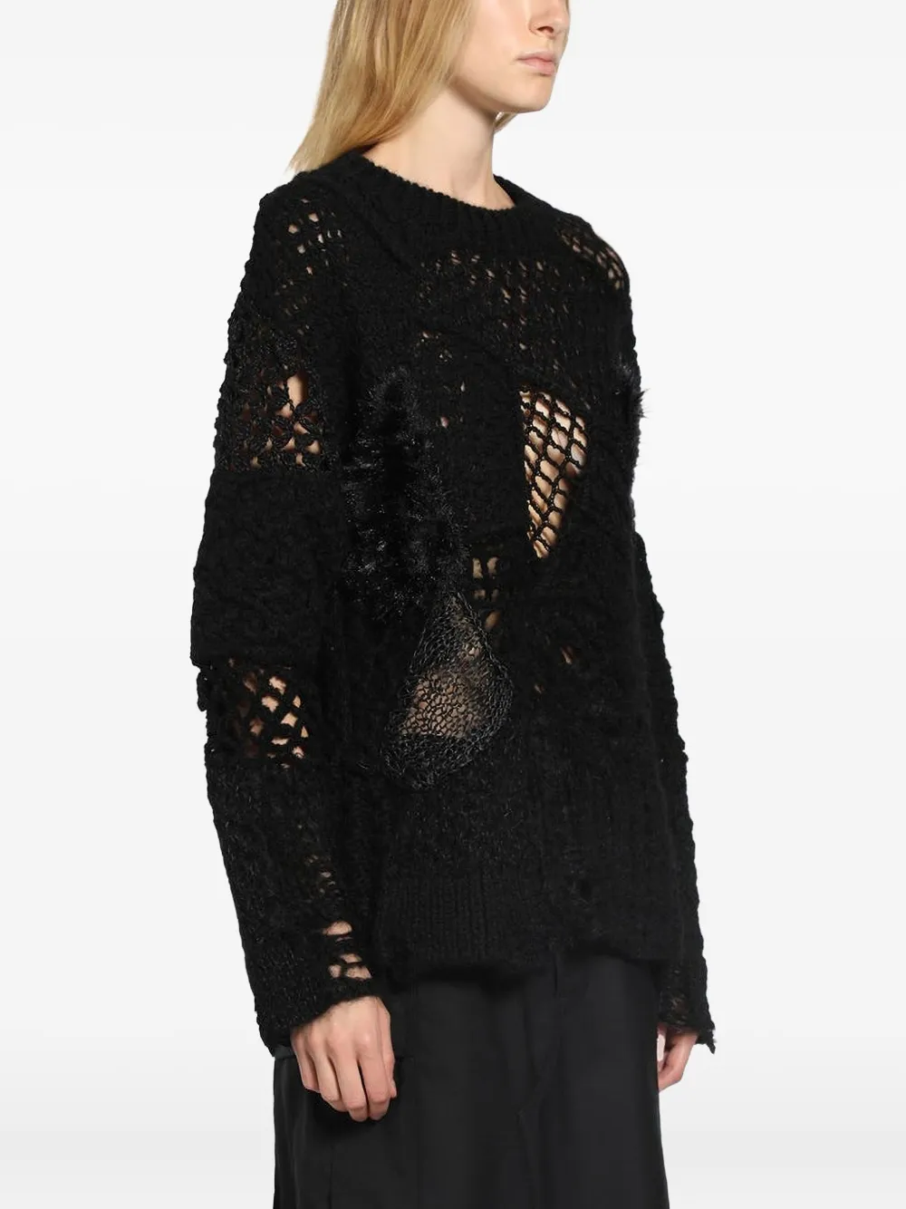 Junya Watanabe Open-knit Sweater In Black