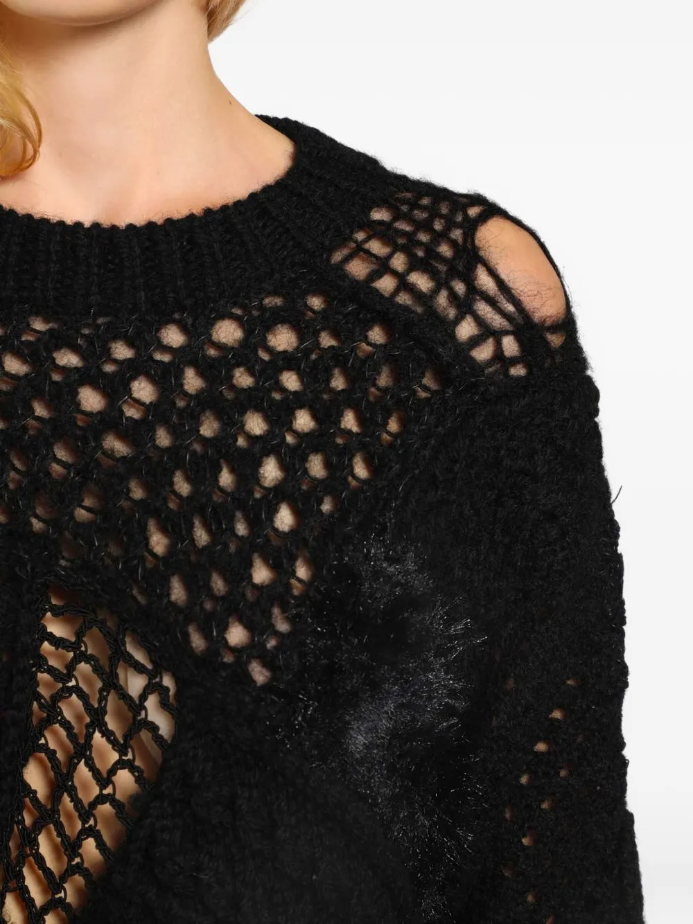Junya Watanabe Open-knit Sweater In Black