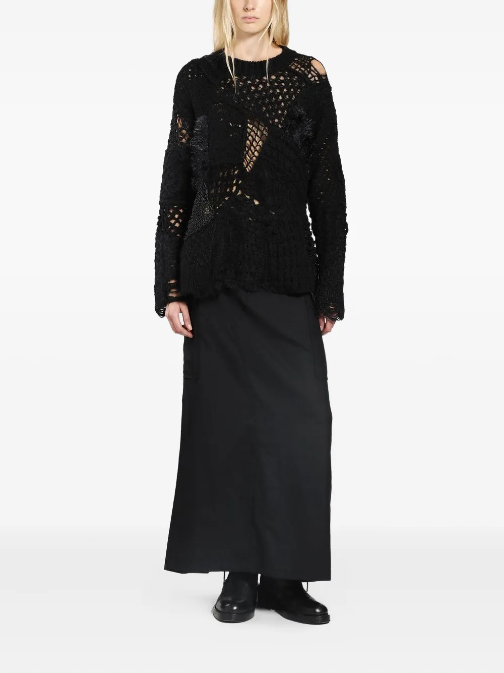 Junya Watanabe Open-knit Sweater In Black