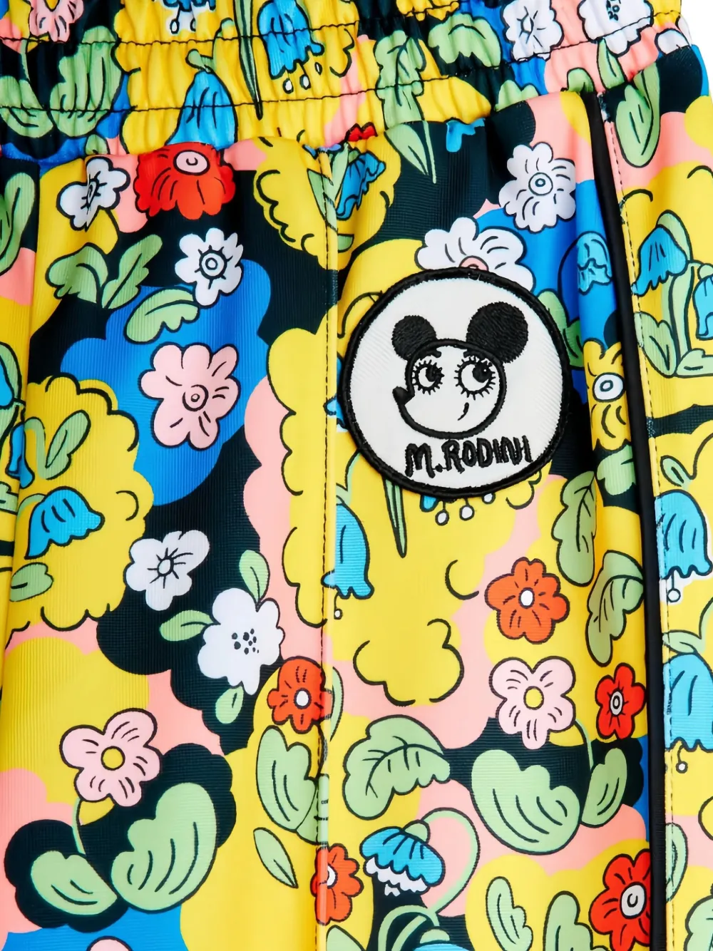 Mini Rodini Broek met bloemenprint Geel