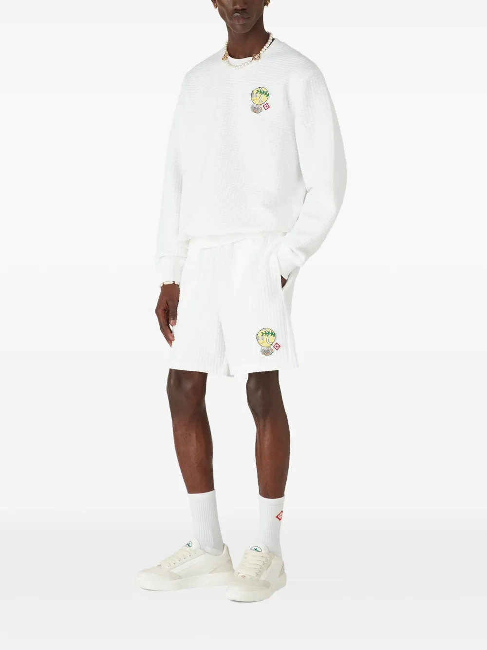Casablanca Graphic Cotton Sweatshirt in White, view 2