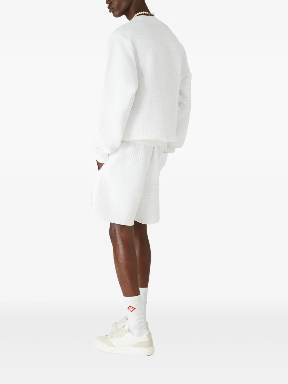 Casablanca Graphic Cotton Sweatshirt in White, view 3