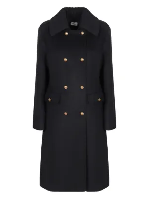 Patrizia Pepe Double Breasted Trench Coat | Black | FARFETCH