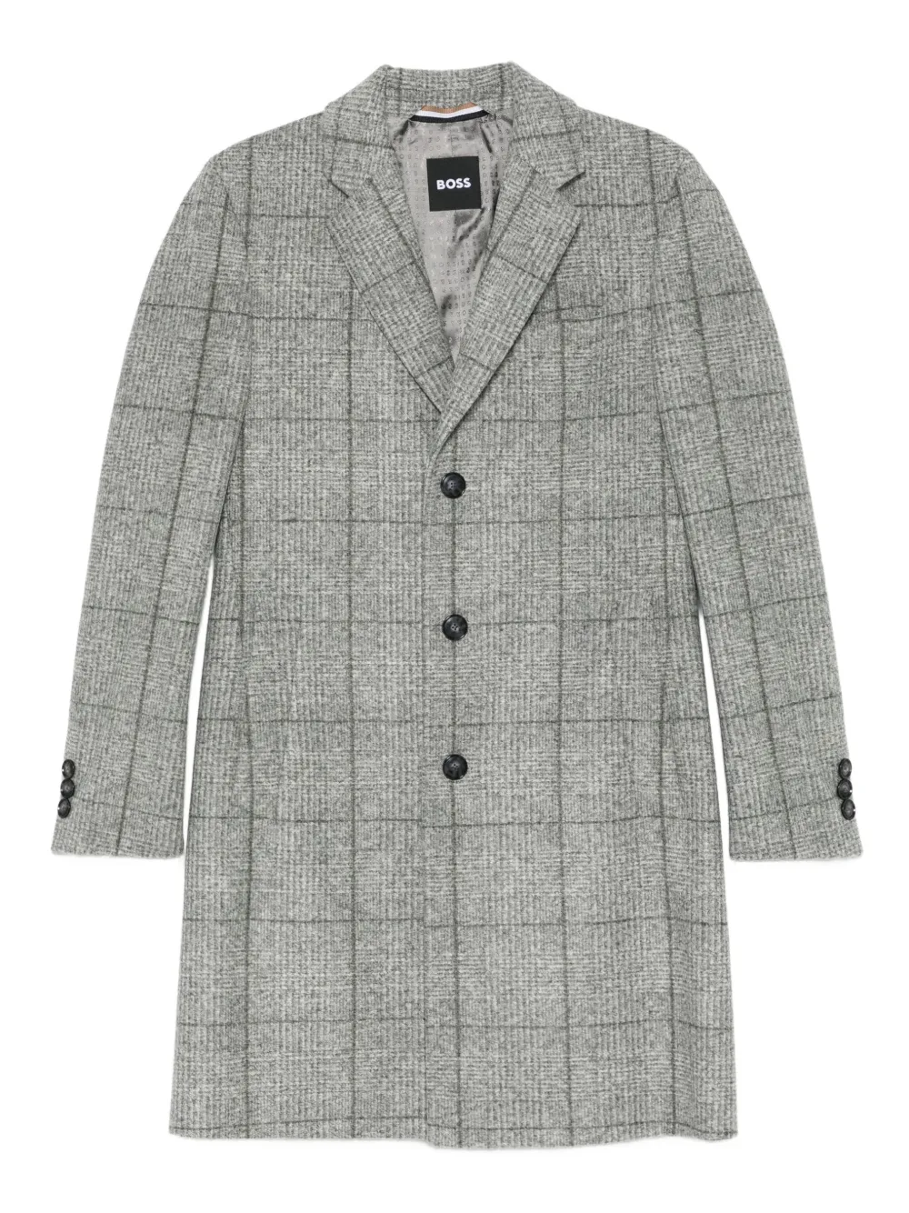 BOSS checked buttoned coat | Grey | Image 1