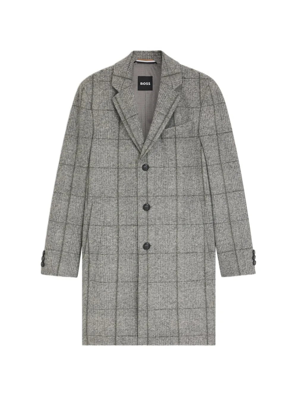 BOSS checked buttoned coat - Grigio