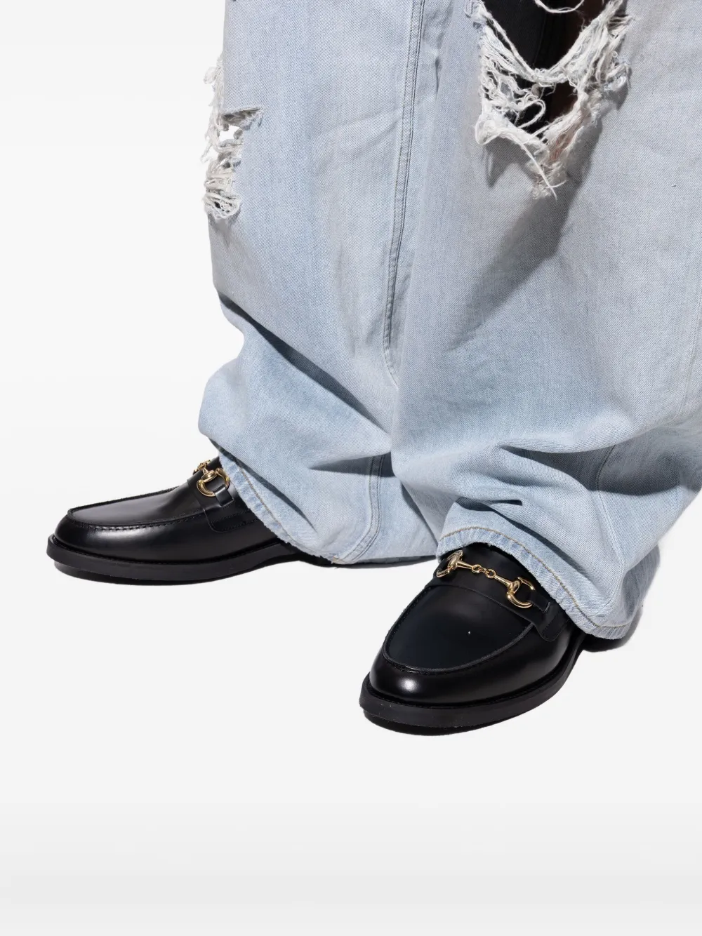 DUKE & DEXTER Wilde leren loafers Zwart