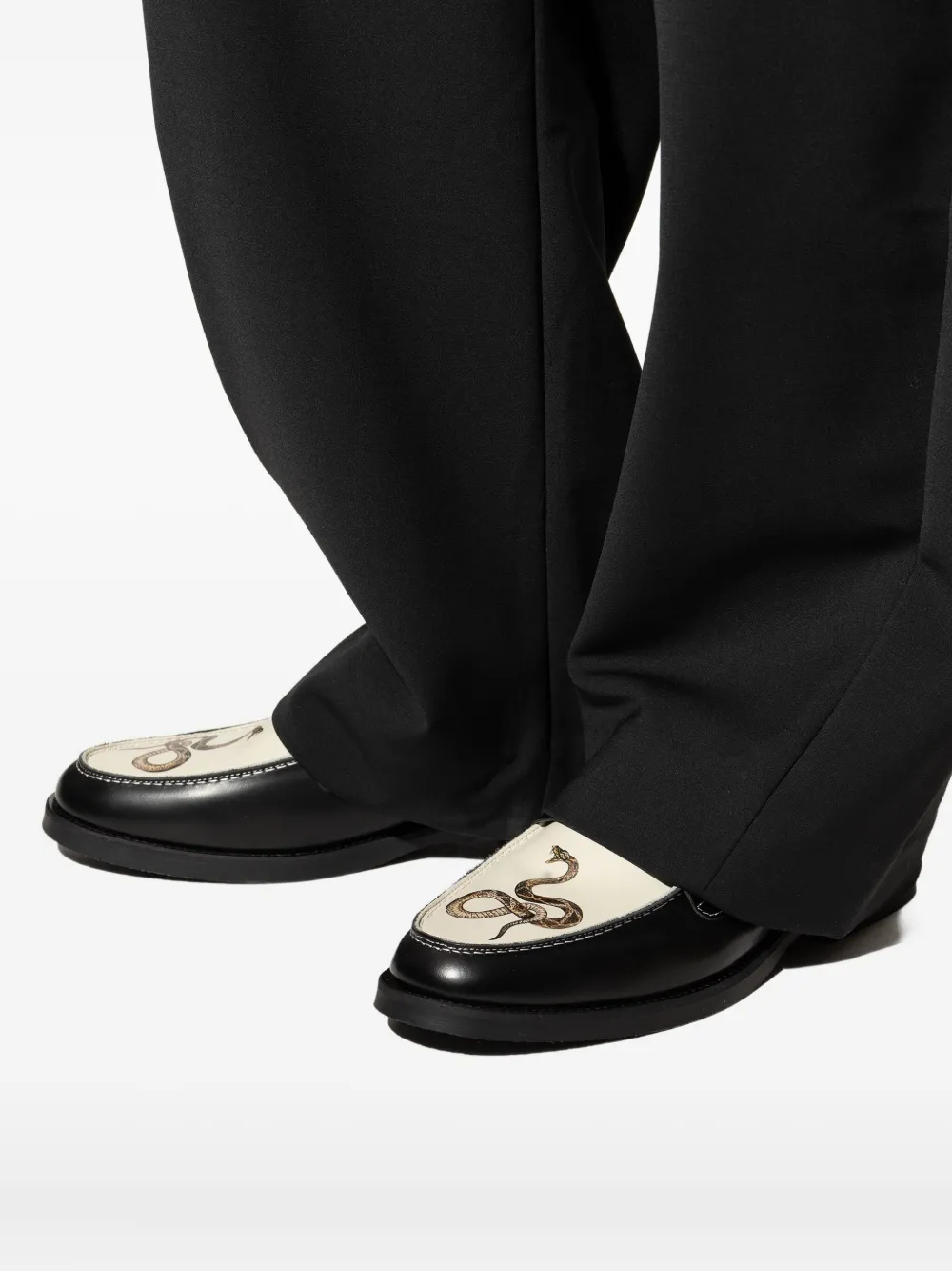 Duke & Dexter Wilde Snake-print Loafers In Black