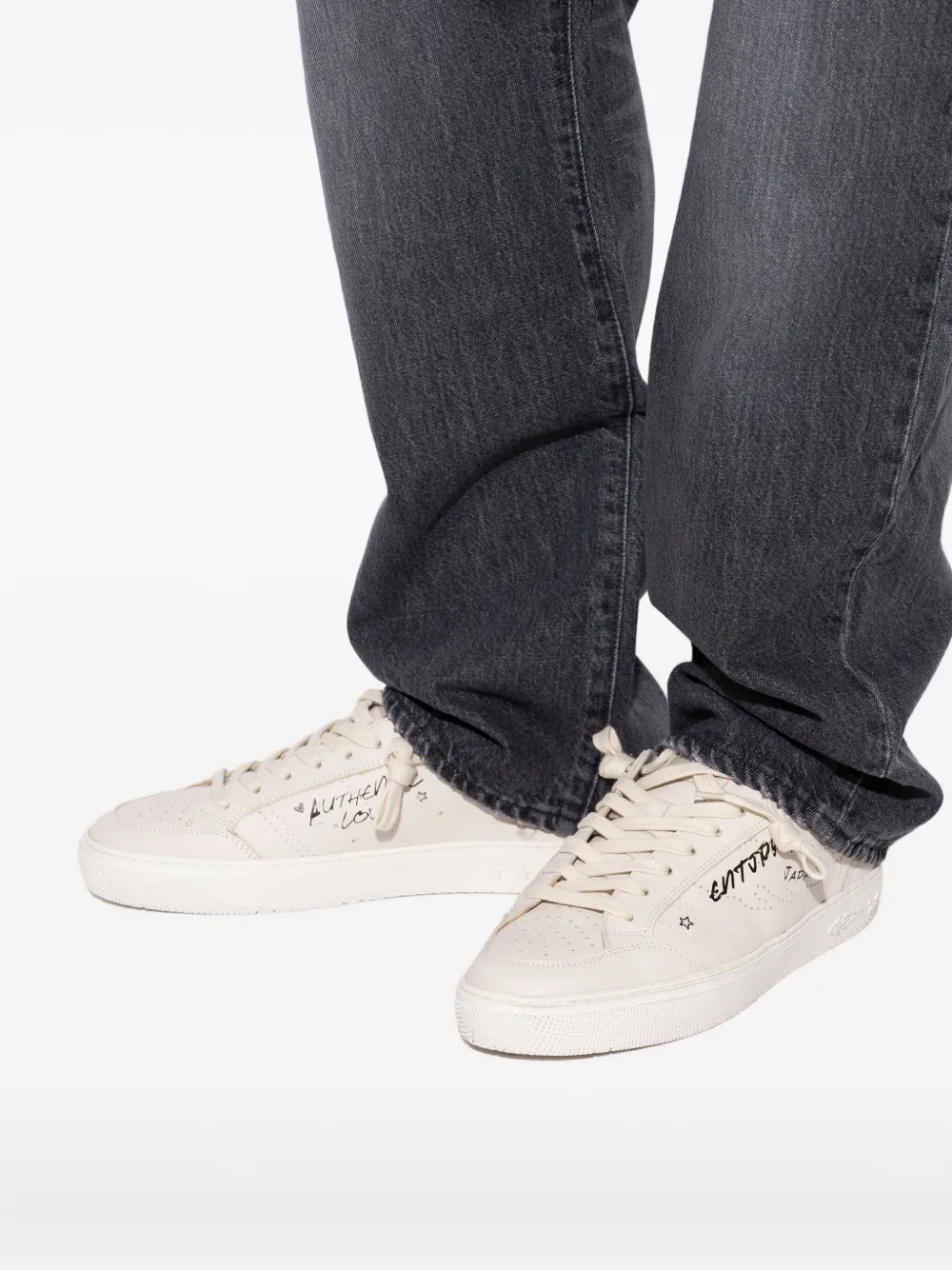 Enterprise Japan perforated leather sneakers Beige