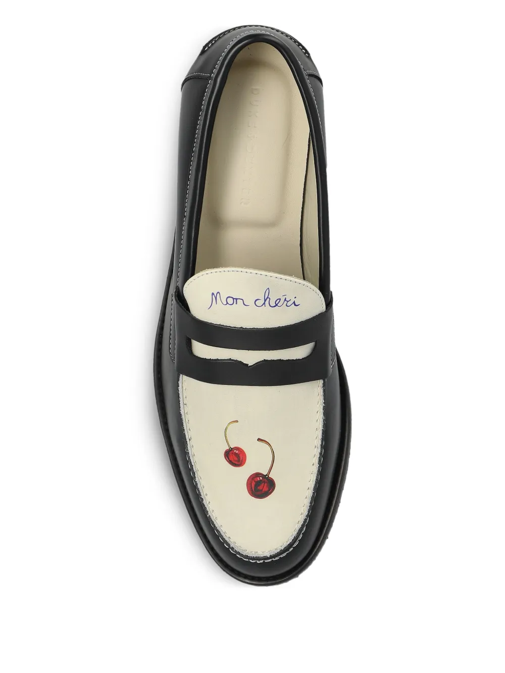 DUKE & DEXTER Wilde penny loafers met kersdetail Zwart