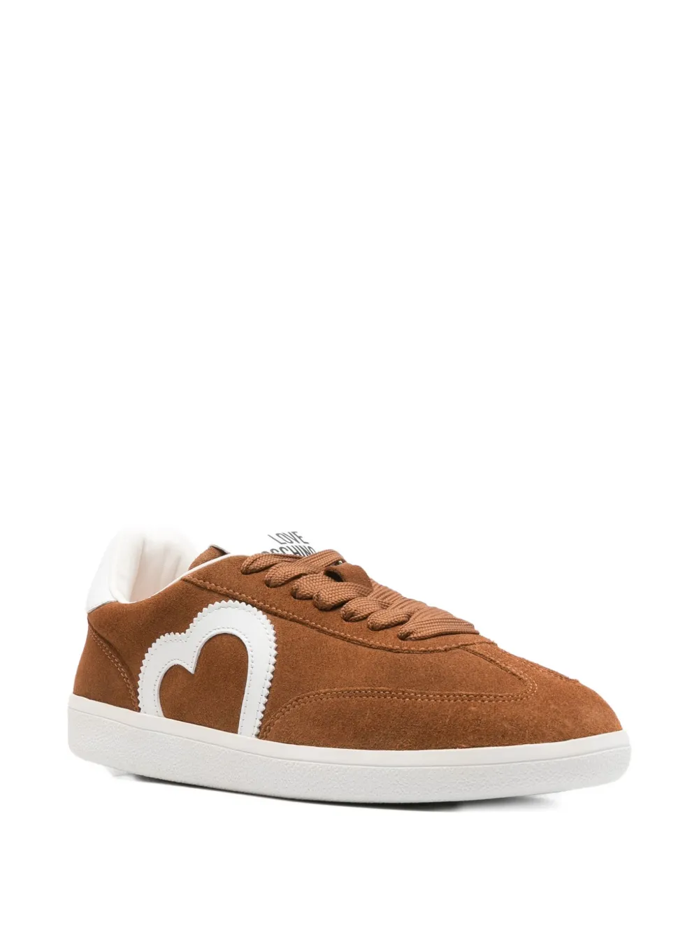 Love Moschino Suède sneakers met hartapplicatie - Bruin