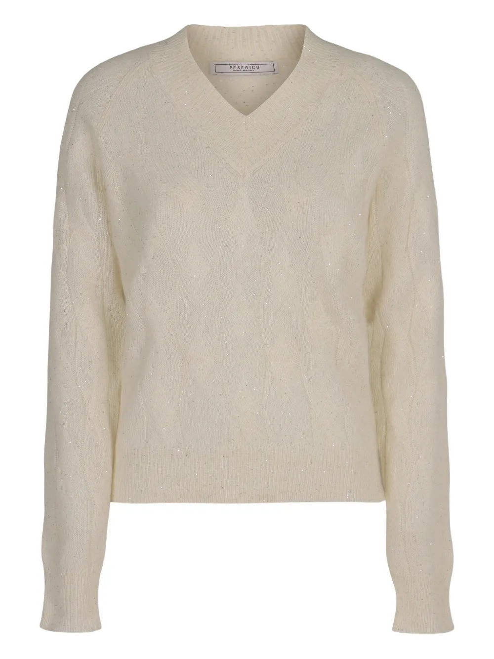 Peserico Sweater With Cable Knit Pattern In Neutral