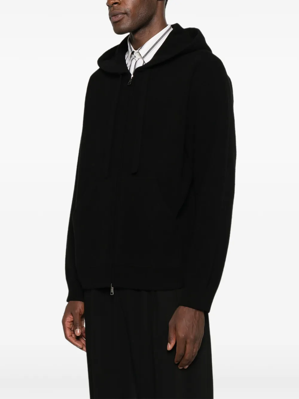 Roberto Collina Hoodie met rits Zwart