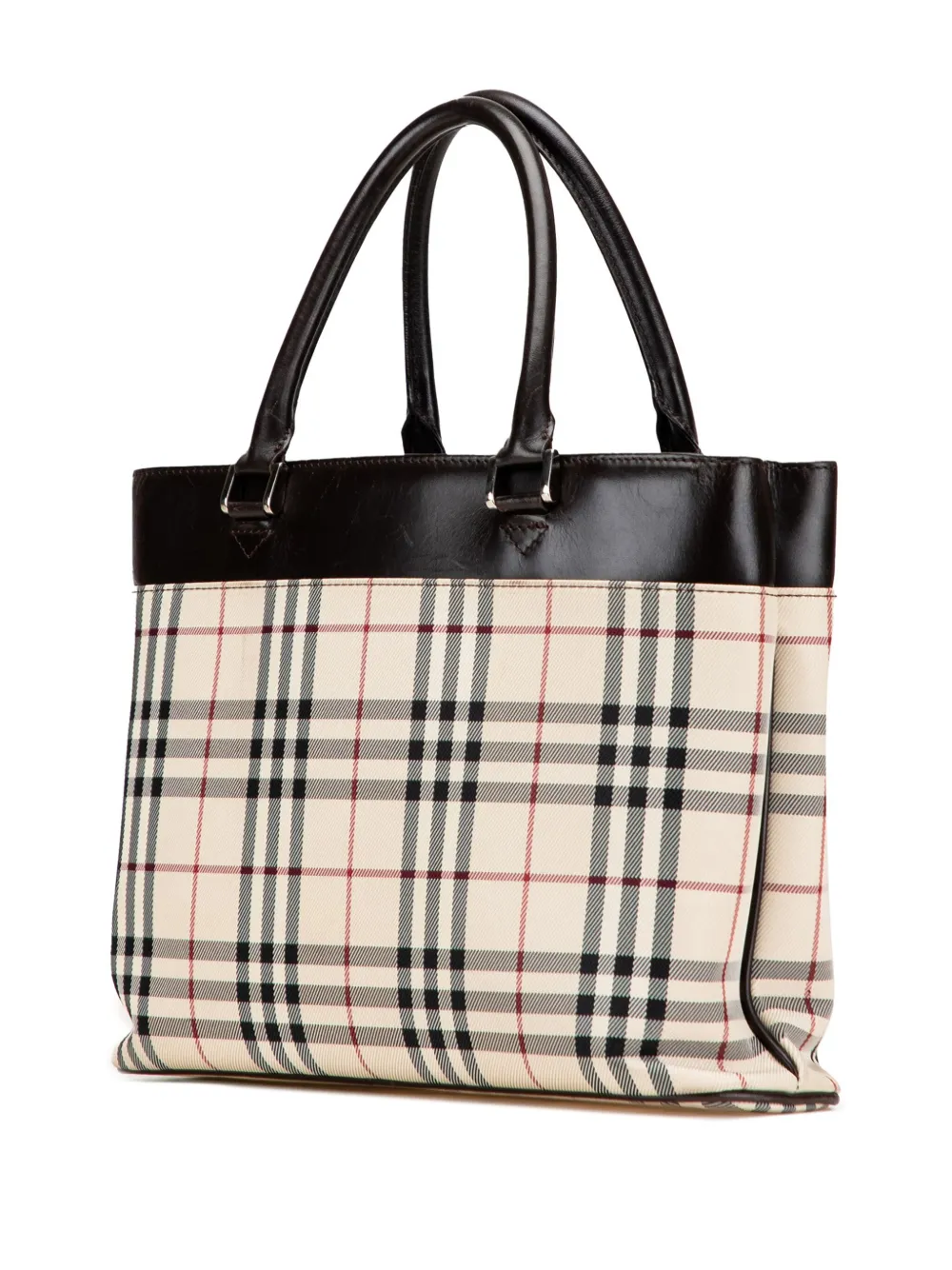 Pre-owned Burberry 2000-2017 House Check Canvas Tote Bag In Brown