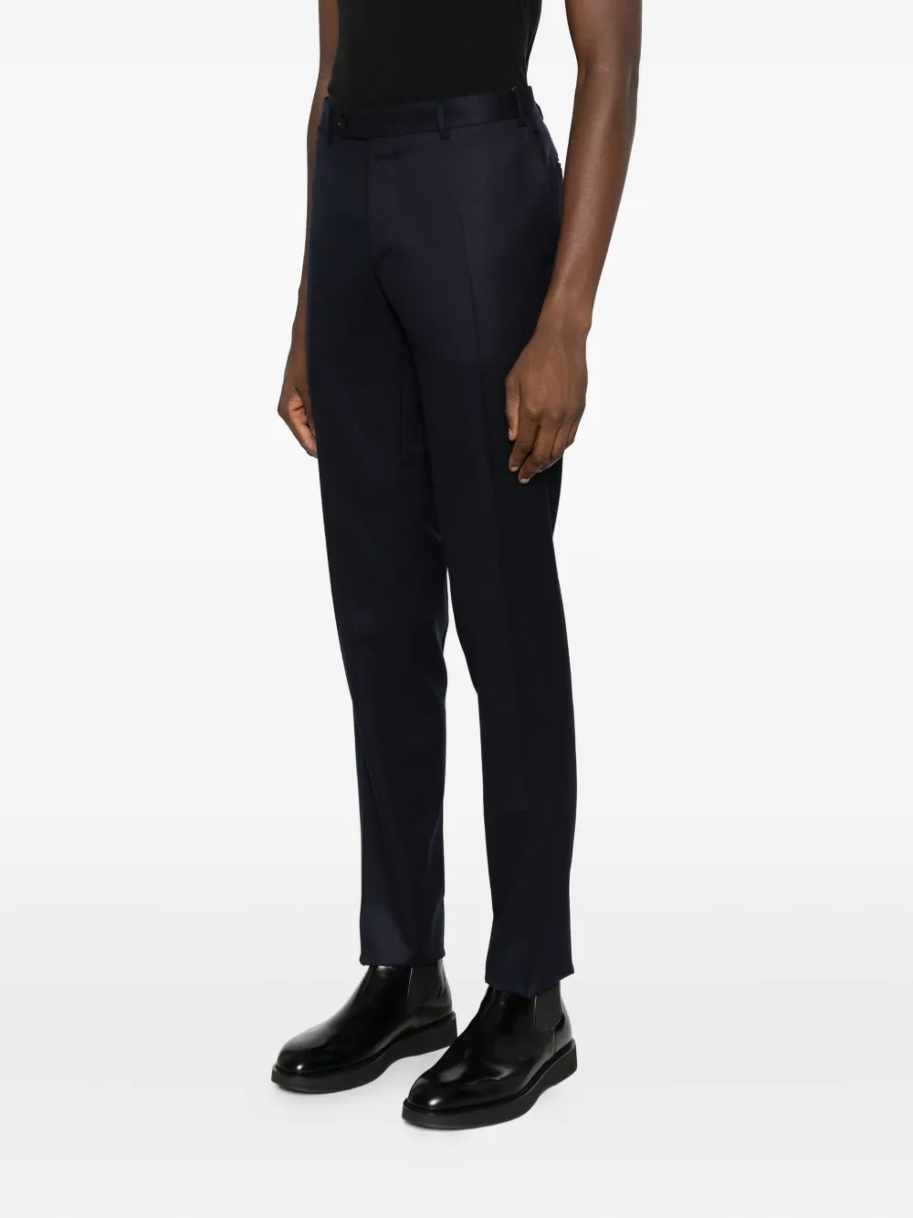 Canali Broek met riemlussen Blauw