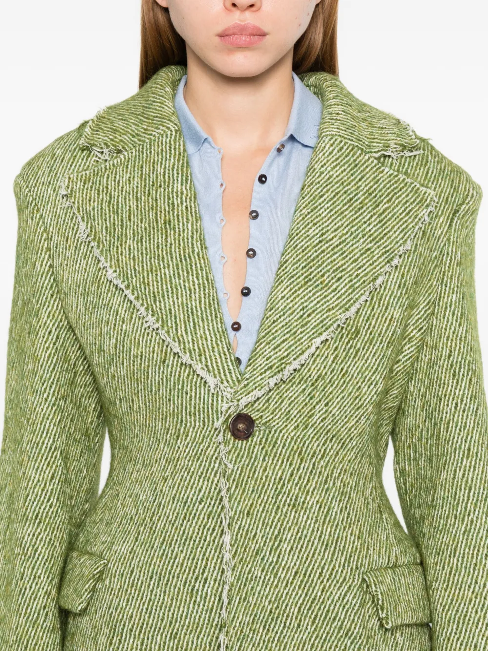 Séfr Lapel Long-sleeved Suit Jacket In Green