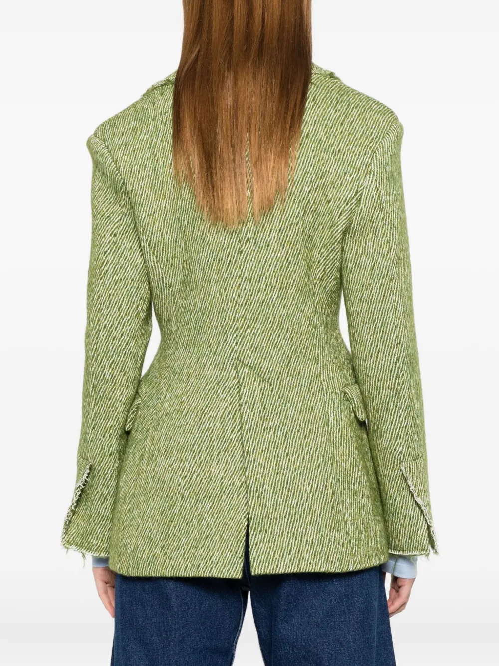 Séfr Lapel Long-sleeved Suit Jacket In Green