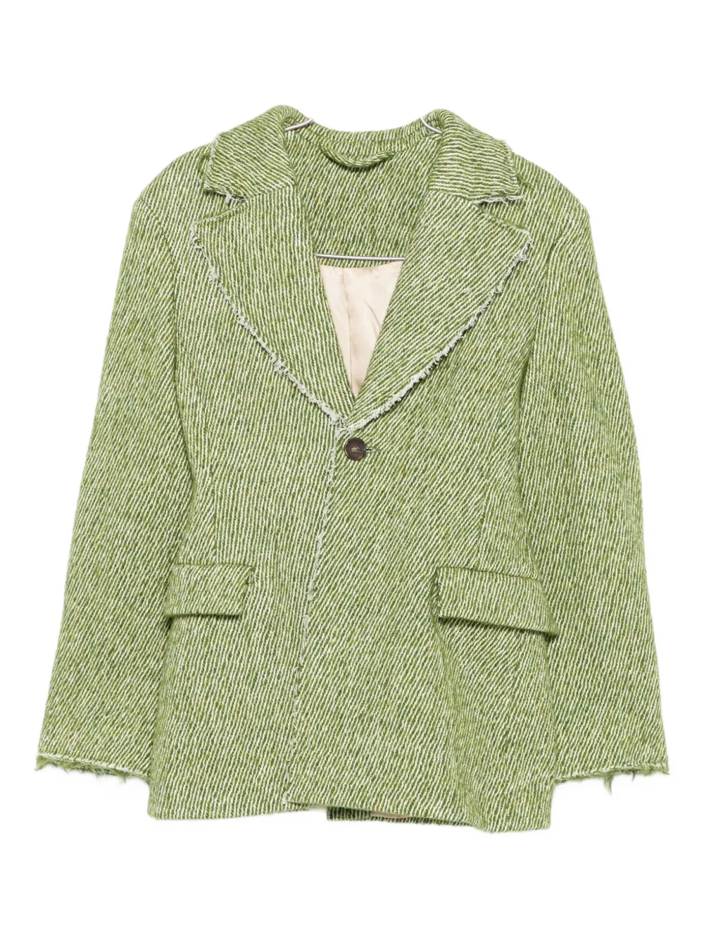 Séfr Lapel Long-sleeved Suit Jacket In Green