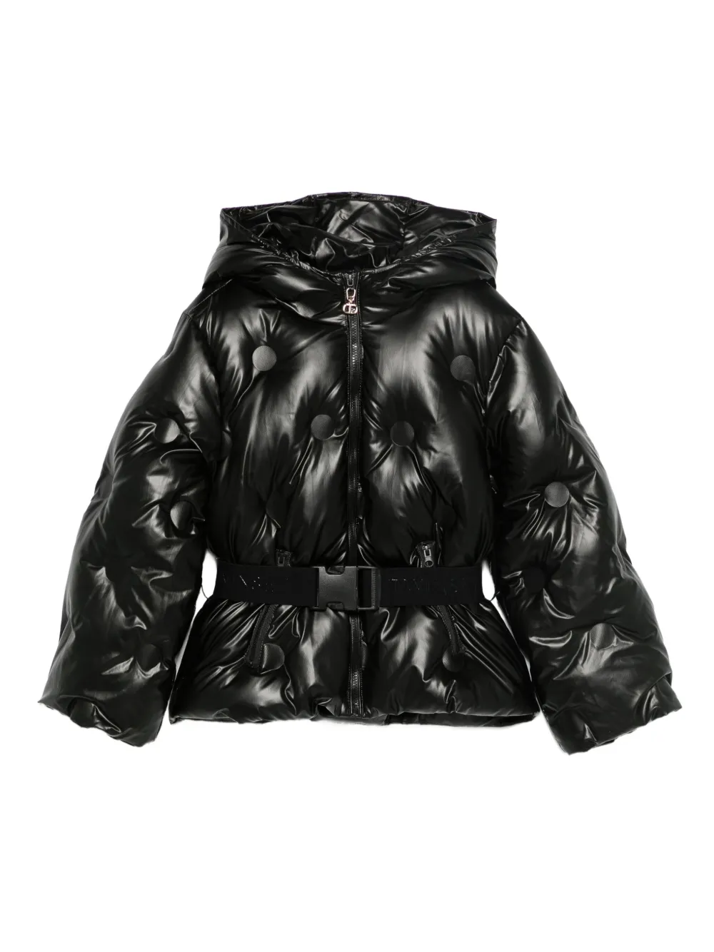 TWINSET Kids hooded belted coat - Nero