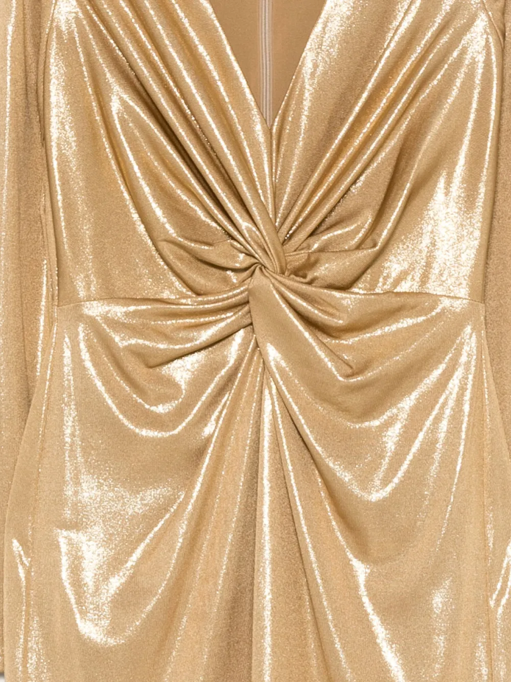 Ralph Lauren Knot-detail Long-sleeve Dress In Gold