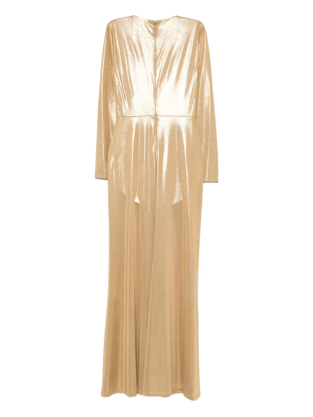 Ralph Lauren Knot-detail Long-sleeve Dress In Gold