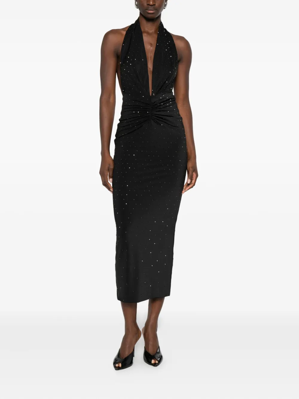 THE ANDAMANE halterneck midi dress - Zwart