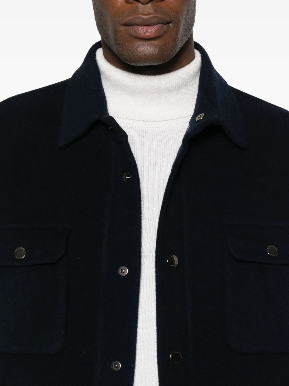 Paolo Pecora Buttoned Wool Coat In Black